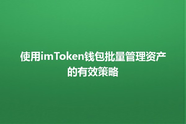 💰 使用imToken钱包批量管理资产的有效策略